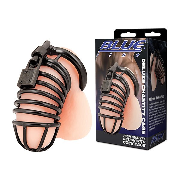Blue Line Deluxe Chastity Cage Black Transparant
