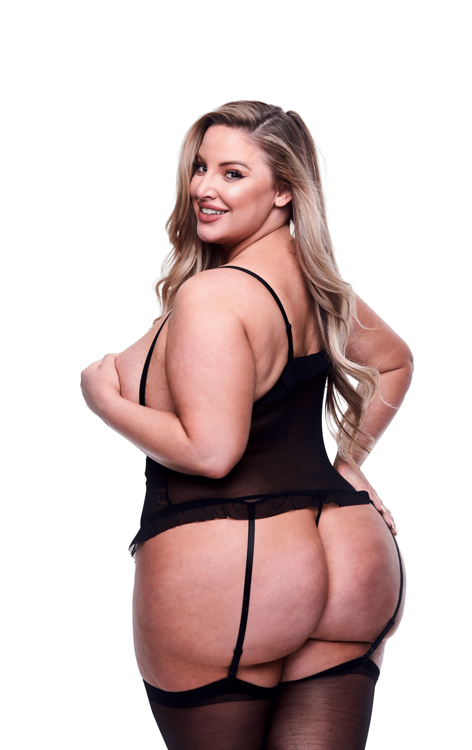 Baci - Cuploze jarretelbustier met G-string - Plus Size