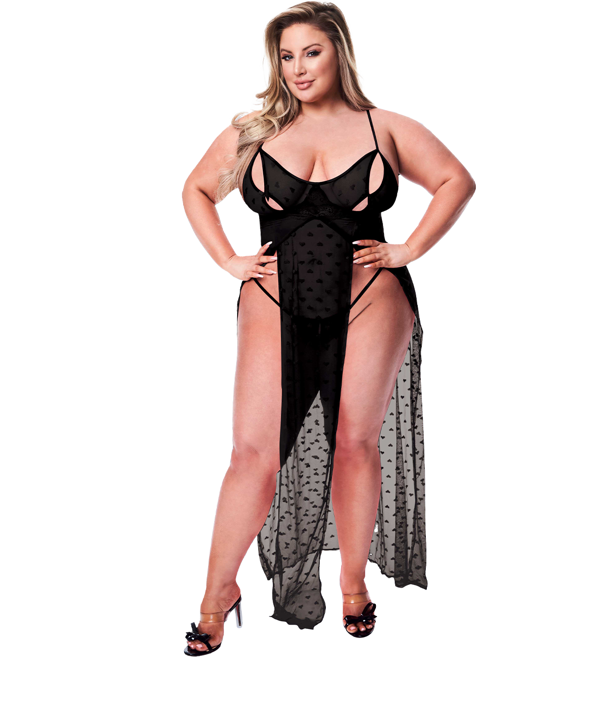 Baci - Doorschijnende jurk met g-string - Plus size