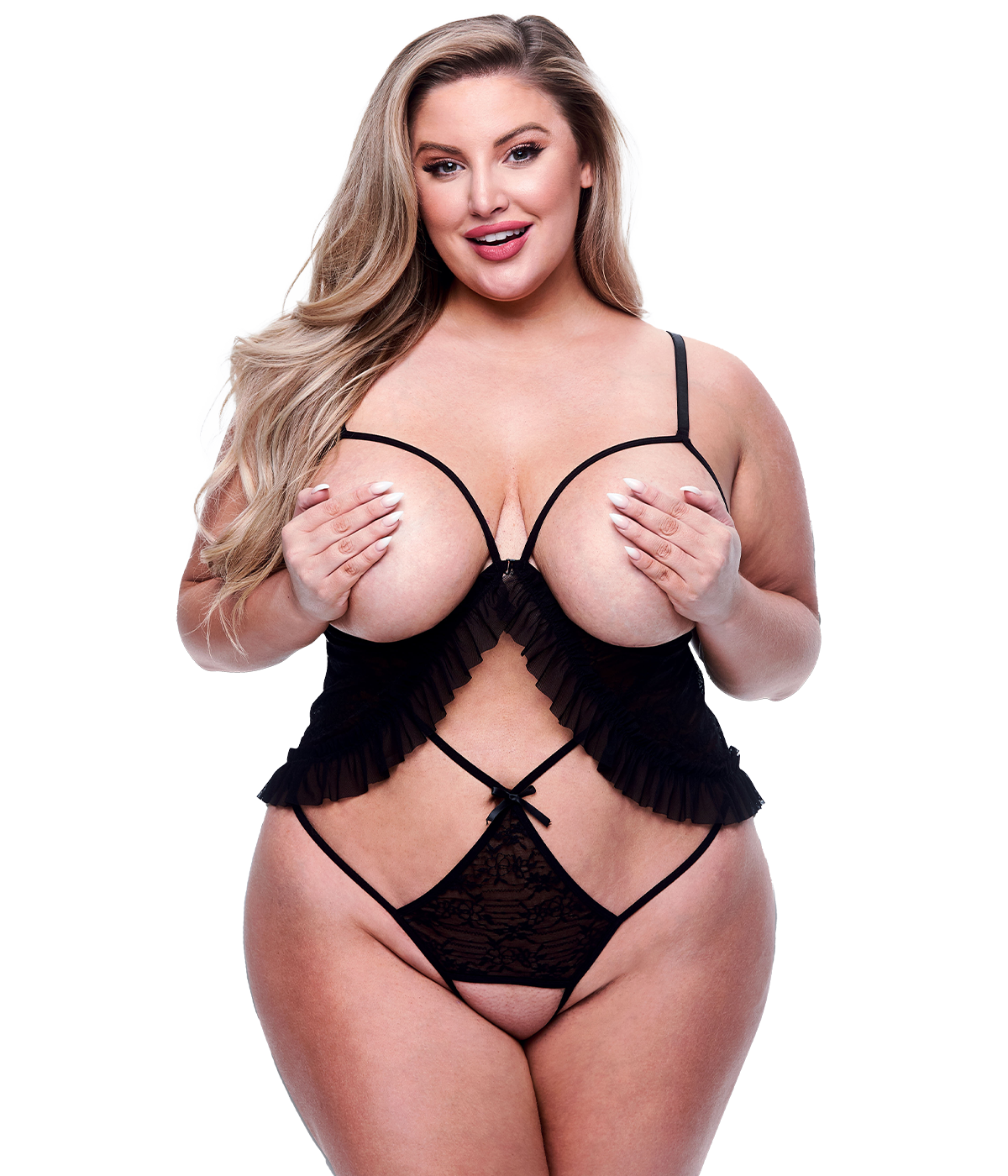 Baci - Kanten body met open cups en open kruis - Plus Size