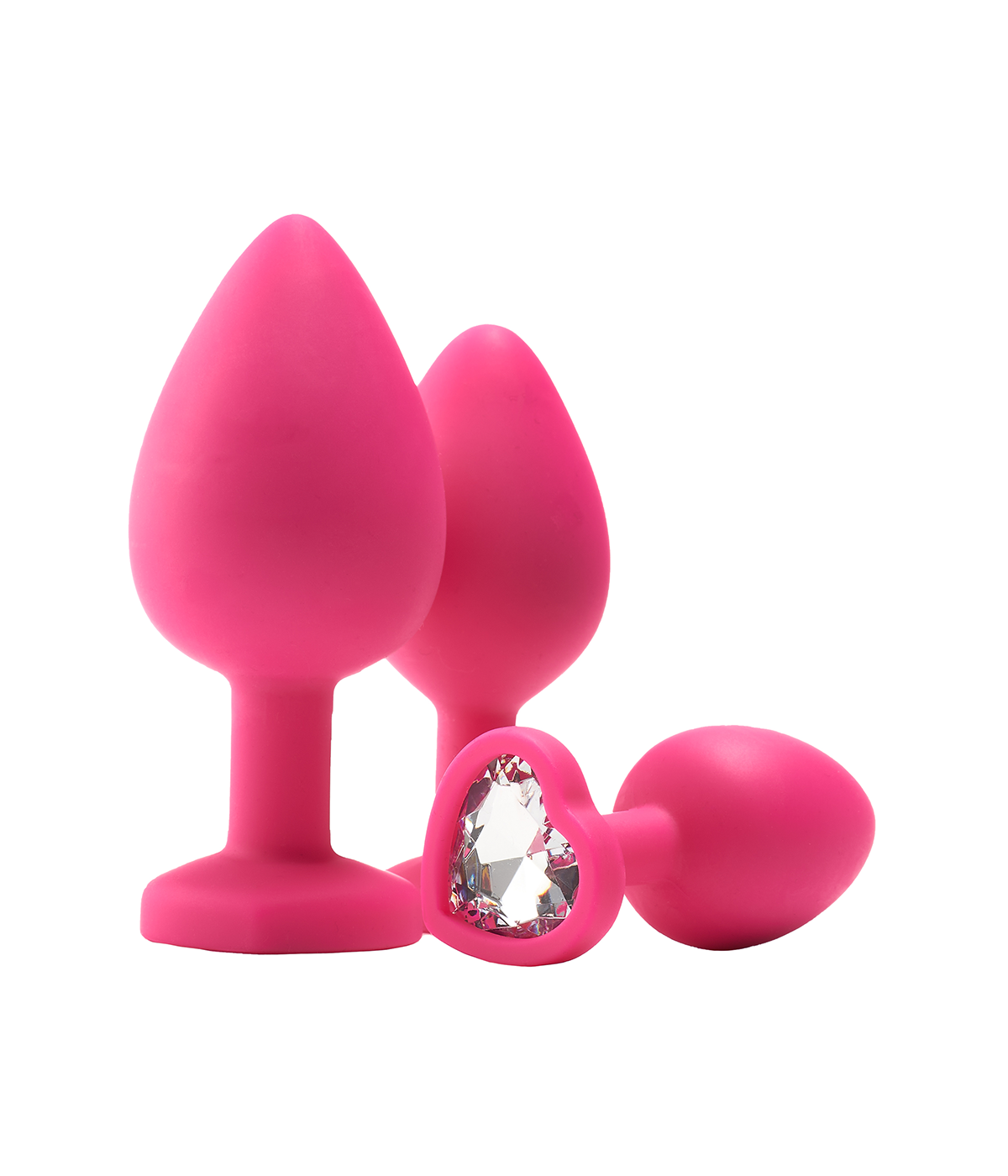 Flirts - Set van 3 anaalpluggen met hart siersteen