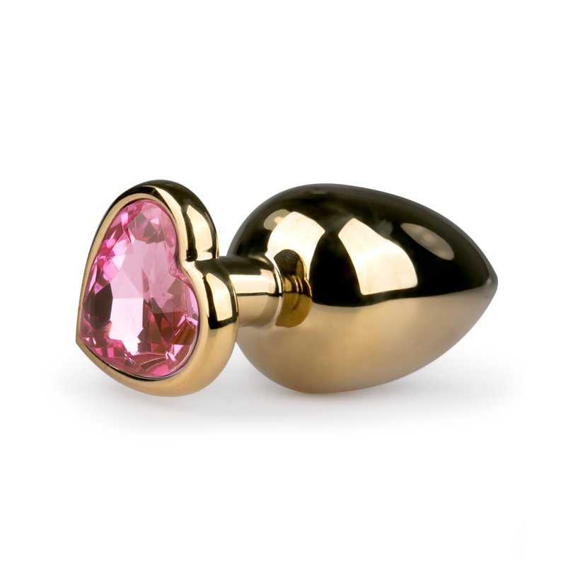 Grote buttplug met hart - Goud/Roze