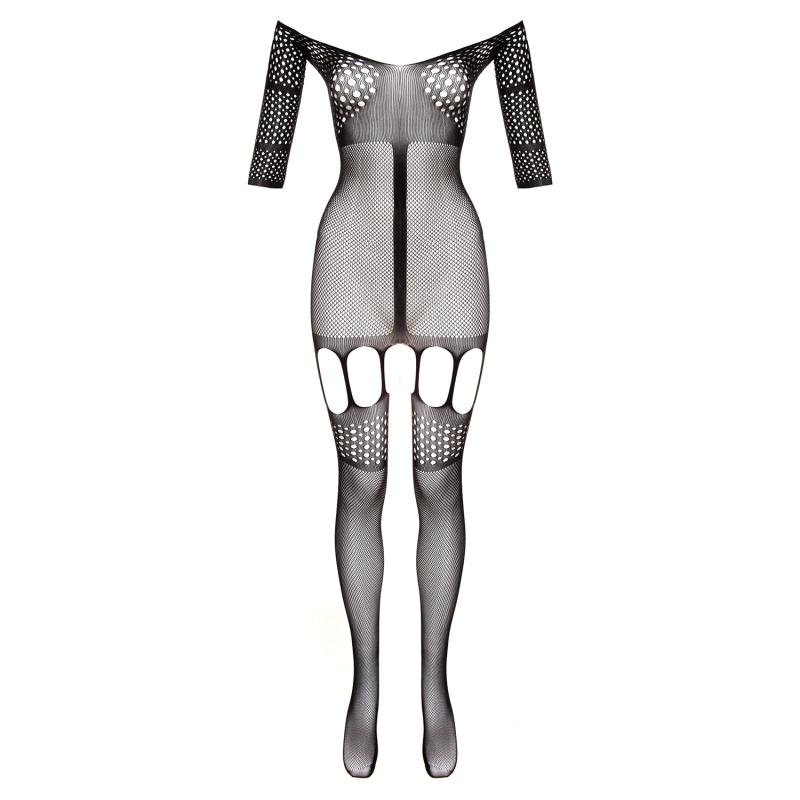 Trendy Jarretel-Catsuit - zwart