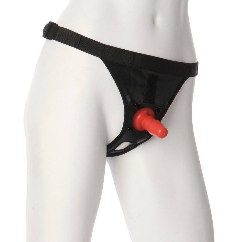 Vac-U-Lock Ultra Strap-On met plug - Zwart/Rood