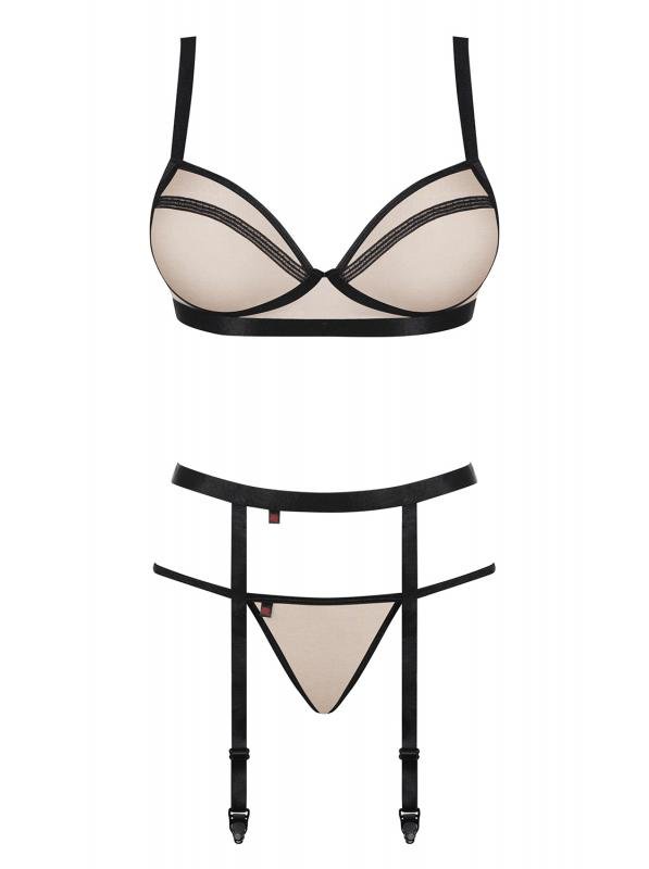 Nudelia 3-delige Jarretel Set - Nude/Zwart