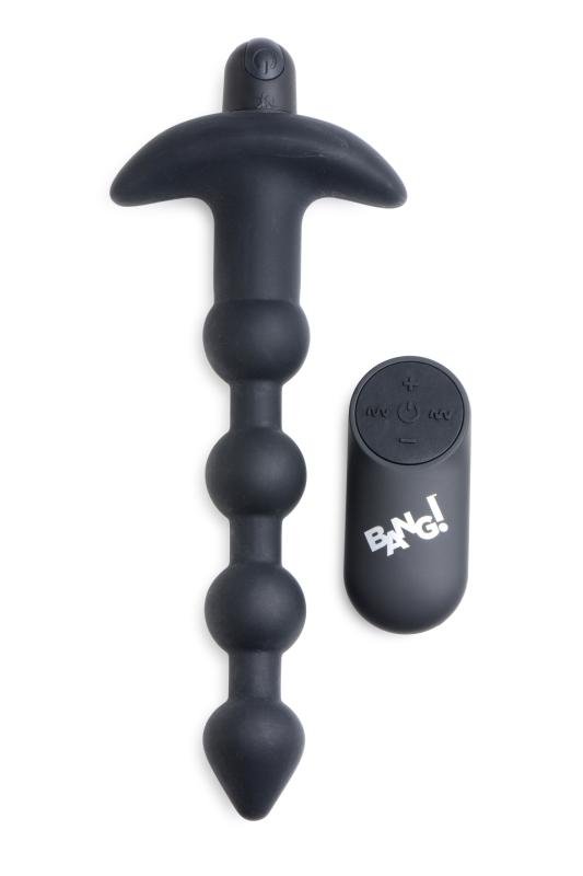 BANG! - 28X Vibrerende Silicone Anaalkralen met Afstandsbediening - Zwart