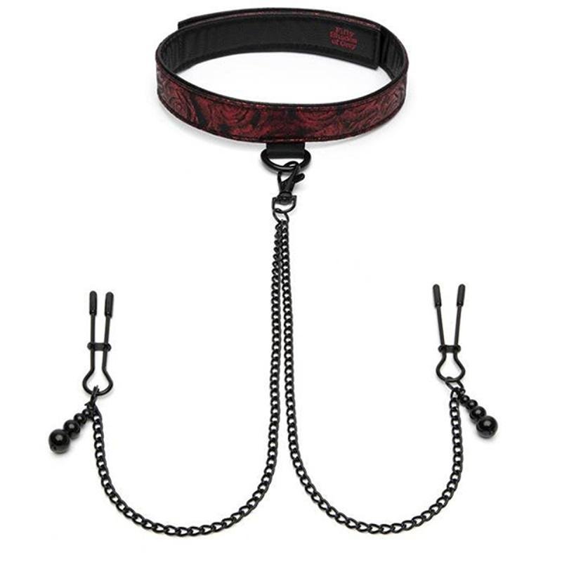 Fifty Shades of Grey - Sweet Anticipation Halsband met Tepelklemmen - Rood